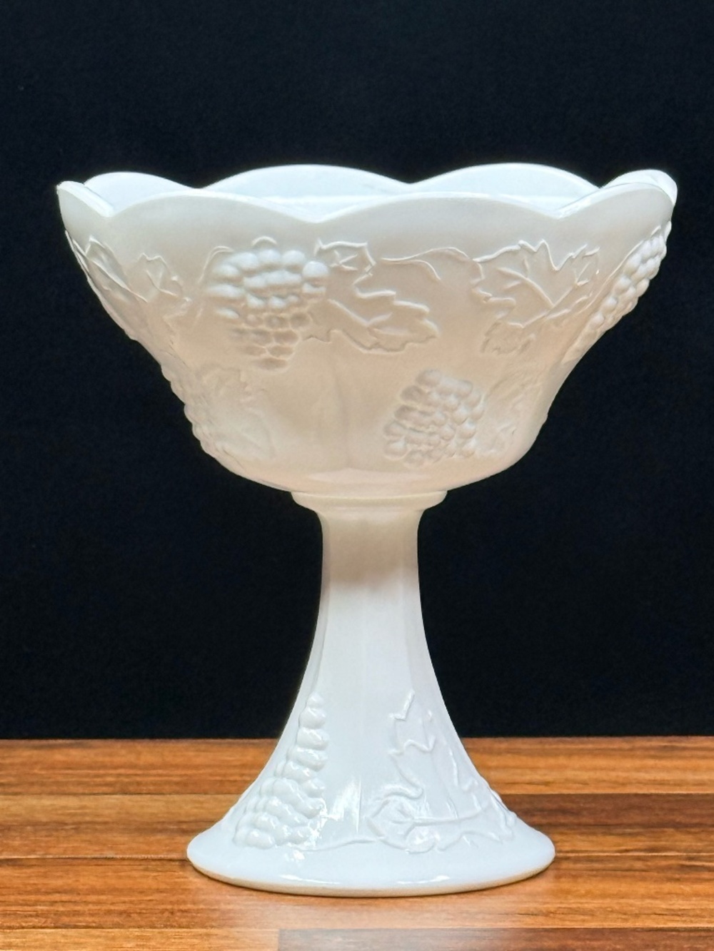 White Milk Glass Pedestal Bowl